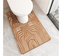 Treer Bath Mat Non Slip Diatomite Toilet Mat U Shape Pedestal WC Toilet Rug Absorbent Quick Dry for Bathroom Floor, Washable Easy to Clean, Minimalism Pattern (Camel Color,55x90cm)