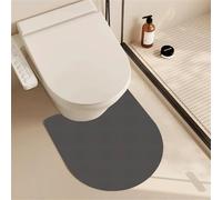 Treer Bath Mat Non Slip U Shape, Diatomite WC Toilet Pedestal Bath Mat Soft Absorbent Quick Dry for Bathroom Floor, Washable Easy to Clean (Grey,60 * 55cm)