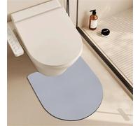 Treer Bath Mat Non Slip U Shape, Diatomite WC Toilet Pedestal Bath Mat Soft Absorbent Quick Dry for Bathroom Floor, Washable Easy to Clean (Light grey,60 * 55cm)
