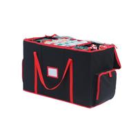 Treer Bauble Storage Box Christmas Decoration Storage, Christmas Tree Bauble Box Xmas Ornaments Organizer, 5 Layer Holder, Zipped Lid & 2 Handles (Black,71x31x45cm)