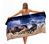 Treer Beach Towel, Microfibre Towel, Beach Towels for Adults, 3D Horse Pattern Travel Towelfor Kids, Lightweight Extra Large Quick Drying Towel for Swimming Sports Beach Gym (80x180cm,five)