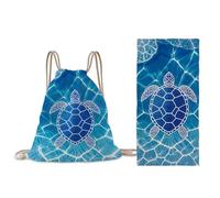 Treer Beach Towel That Turns Into a Bag, 3D Large Microfibre Beach Towels for Adults 2 in 1 Lightweight for Sun Loungers, Travel, Summer, Swimming, Gym, Sports, Yoga (Sea turtle 1,80 * 160cm)