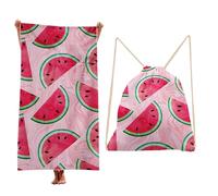 Treer Beach Towel That Turns Into a Bag, 3D Large Microfibre Beach Towels for Adults 2 in 1 Lightweight for Sun Loungers, Travel, Summer, Swimming, Gym, Sports, Yoga (Watermelon,90 * 180cm)
