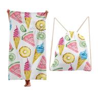 Treer Beach Towel That Turns Into a Bag, 3D Large Microfibre Beach Towels for Adults 2 in 1 Lightweight for Sun Loungers, Travel, Summer, Swimming, Gym, Sports, Yoga (Kiwi,90 * 180cm)