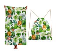 Treer Beach Towel That Turns Into a Bag, 3D Large Microfibre Beach Towels for Adults 2 in 1 Lightweight for Sun Loungers, Travel, Summer, Swimming, Gym, Sports, Yoga (Yellow Pineapple,80 * 160cm)