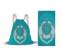 Treer Beach Towel That Turns Into a Bag, 3D Large Microfibre Beach Towels for Adults 2 in 1 Lightweight for Sun Loungers, Travel, Summer, Swimming, Gym, Sports, Yoga (Sea turtle 4,80 * 160cm)