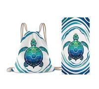 Treer Beach Towel That Turns Into a Bag, 3D Large Microfibre Beach Towels for Adults 2 in 1 Lightweight for Sun Loungers, Travel, Summer, Swimming, Gym, Sports, Yoga (Sea turtle 6,80 * 160cm)