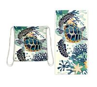 Treer Beach Towel That Turns Into a Bag, 3D Large Microfibre Beach Towels for Adults 2 in 1 Lightweight for Sun Loungers, Travel, Summer, Swimming, Gym, Sports, Yoga (80 * 160cm,Green Sea Turtle)