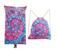 Treer Beach Towel That Turns Into a Bag, 3D Large Microfibre Beach Towels for Adults 2 in 1 Lightweight for Sun Loungers, Travel, Summer, Swimming, Gym, Sports, Yoga (Tie-dye 3,80 * 160cm)