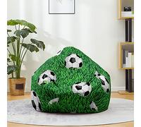 Treer Bean Bag Chair Cover - Football Printing Large Beanbag for Kids & Adults, Linen Sofa Cover, Stuffed Toys Storage Bag Without Filling (39.4x47.2in, Green Football)