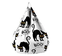 Treer Bean Bag Chair Cover Without Filling Bean Bag Cover Cute Kitten print Removable Washable Kids Adult Lazy Sofa Stuffed Animal Toy Storage Bean Bag Cover (100x120cm,Boo)
