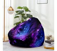 Treer Bean Bag Chair without Filling, 3D Universe Starry Sky Kids Adults High Back Beanbag Chair Cover mit Zipper Large Washable Stuffed Toy Storage Indoor Beanbag (27.5 x 31.5in,Milky Way)
