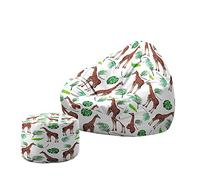 Treer Bean Bag Chairs Adult with Footstool Without Filling, Bean Bags Storage for Kids and Children Lazy Beanbag NO Stuffed for Living Room, Bedroom Indoor Outdoor (100x120+20x30cm,giraffe)