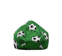 Treer Bean Bag Covers Without Filling, 3d Football Printed Ultra Soft Cotton Linen Large Bean Bag Chair Sofa Cover for Kids and Adult, Stuffed Toys Storage Organizer (grassland,100x120cm)