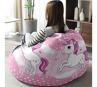 Treer Bean Bag Covers Without Filling, 3D Unicorn Pattern Soft Cotton Linen Beanbag Chair Cover Large for Kids & Adult, Zipper Bean Bag Chair Sofa Cover - Organizer (100x120cm,Polka Dot)