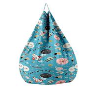 Treer Bean Bag Covers Without Filling, 3D Universe Print Beanbag Chair Cover Large for Kids & Adult, Bean Bag Chair Sofa Cover with Zipper - Stuffed Toys Storage Bag (31.5x35.4in,blue)