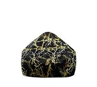 Treer Bean Bag Covers Without Filling, Marble Pattern Ultra Soft Cotton Linen Beanbag Chair Cover Large for Kids & Adult, Zipper Bean Bag Chair Sofa Cover - Organizer (100x120cm,Gold & Black)