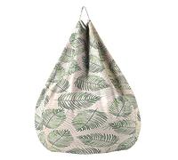 Treer Bean Bag Covers Without Filling, Ultra Soft Cotton Linen Beanbag Chair Cover for Kids Adult, 3d Plant Print Zipper Bean Bag Sofa Cover - Stuffed Toys Storage (minimalist leaves,70x80cm)