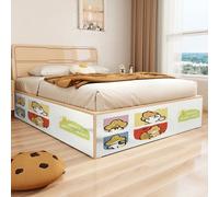 Treer Bed Skirts Super King Double Single Size, Cute prints Bed Sheet with Hook and Loop Tape Self Adhesive - No Drilling Is Required Hide Away Short Curtains (Cartoon,W180x H 30cm)