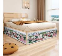Treer Bed Skirts Super King Double Single Size, Cute prints Bed Sheet with Hook and Loop Tape Self Adhesive - No Drilling Is Required Hide Away Short Curtains (Flowers,W160x H 30cm)