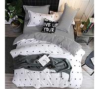 Treer Bedding Set Double Bed, 4 Piece Duvet Cover Set Microfiber Single King Size with Sheets and Pillowcases Sheets Polyester Breathable Print Zip Easy Care- Love (Love,200 * 200cm)