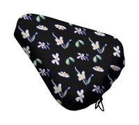 Treer Bike Seat Cover Waterproof, 3D Flower Leaf Pattern Outdoor Bicycle Saddle Rain Dust Cover with Drawstring Closure, Bicycle Seat Protector Shield (Black C,4PCS)