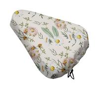 Treer Bike Seat Cover Waterproof, 3D Flower Leaf Pattern Outdoor Bicycle Saddle Rain Dust Cover with Drawstring Closure, Bicycle Seat Protector Shield (White Pink,4PCS)