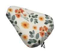 Treer Bike Seat Cover Waterproof, 3D Flower Leaf Pattern Outdoor Bicycle Saddle Rain Dust Cover with Drawstring Closure, Bicycle Seat Protector Shield (Green Yellow,4PCS)