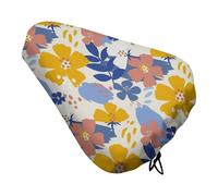 Treer Bike Seat Cover Waterproof, 3D Flower Leaf Pattern Outdoor Bicycle Saddle Rain Dust Cover with Drawstring Closure, Bicycle Seat Protector Shield (Blue Yellow,4PCS)