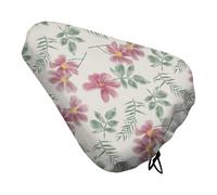 Treer Bike Seat Cover Waterproof, 3D Flower Leaf Pattern Outdoor Bicycle Saddle Rain Dust Cover with Drawstring Closure, Bicycle Seat Protector Shield (Green Pink A,4PCS)
