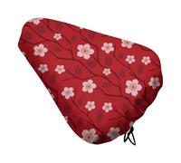 Treer Bike Seat Cover Waterproof, 3D Flower Print Outdoor Bicycle Saddle Rain Dust Cover with Drawstring Closure, Bicycle Seat Protector Shield (Red-Pink,1PC)