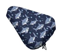 Treer Bike Seat Cover Waterproof, 3D Shark Printed Outdoor Bicycle Saddle Rain Dust Cover with Elastic, Bicycle Seat Protector Shield Non-Slip for Journey and Travel (Large Shark,4PCS)