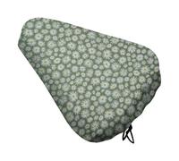 Treer Bike Seat Cover Waterproof, Pastoral Daisies Outdoor Bicycle Saddle Rain Dust Cover with Elastic, Water Resistant Bicycle Seat Protector Shield Non-Slip Lightweight (Green 1,2pc)