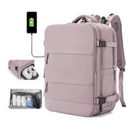 Treer Cabin Bags 40x25x20 cm for Ryanair Wizzair, Underseat Travel Backpack Water Resistant Carry on Hand 20L Stylish Luggage Bag with USB Charging Port and Shoe Compartment (Pink)