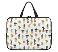 Treer Cactus Print Laptop Bag, 10-17Inch Tote Bag for Women Men, Waterproof Laptop Case with Zippered, Large Scratch and Dust Resistant Computer Sleeve for Business, School (White 2,15 inch)