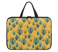 Treer Cactus Print Laptop Bag, 10-17Inch Tote Bag for Women Men, Waterproof Laptop Case with Zippered, Large Scratch and Dust Resistant Computer Sleeve for Business, School (Yellow,13 inch)