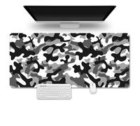 Treer Camouflage Mouse Mat, Large Mouse Mat with Sewn Edges, Mouse Pad with Non-Slip Base, Gaming Mouse Pad Simple Fashion Style, Mousepad Suitable for Office and Home (900x400mm,Black White)