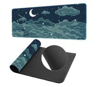 Treer Cartoon Cloud Print Mouse Mat, Large Mouse Mat with Sewn Edges, Mouse Pad with Non-Slip Base, Gaming Mouse Pad, Mousepad Suitable for Office and Home (Dark Green,800x300mm)