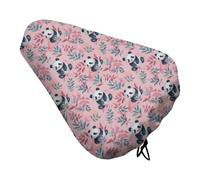 Treer Cartoon Panda Print Bike Seat Cover,Outdoor Bicycle Saddle Rain Dust Cover with Elastic,Water Resistant Bicycle Seat Protector Shield Non-Slip Lightweight for Journey (Panda,4-pieces)