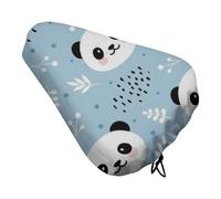 Treer Cartoon Panda Print Bike Seat Cover,Outdoor Bicycle Saddle Rain Dust Cover with Elastic,Water Resistant Bicycle Seat Protector Shield Non-Slip Lightweight for Journey (Blue,1-piece)