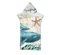 Treer Changing Robe Hooded, Adult Marine Life Poncho Towel Microfibre Quick Dry Light Weight Towel for Women Men Beach Swimming Surfing Wetsuit Changing Camping Travel (75x110cm,Shark)