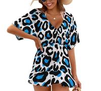 Treer Chiffon Beach Coverups for Women, Lightweight Beach Cover Up, Sarongs for Women Beachwear, Pullover Loose Summer Dress for Holidays, Poolside, Seaside, Party (Leopard Print 8,L)