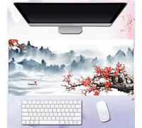 Treer Chinese Landscape Mouse Mat, Wear-Resistant Large Mouse Mat, Mouse Pad with Non-Slip Base, Gaming Mouse Pad with Sewn Edges, Mousepad Suitable for Office and Home (Mountains 1,800x300x3mm)