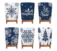 Treer Christmas Chair Covers Pack of 6, Christmas Chair Back Covers Christmas Seat Covers Dining Chair Slipcovers Decorations for Xmas Holiday Party Home Kitchen (6 pieces,Blue)