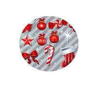 Treer Christmas Round Tablecloth Waterproof Wipeable, 3D Printing Circular Tablecloths Fitted Elastic Edged Xmas Table Cover Decoration for Kitchen Picnic Outdoor Party (Candy Cane,100cm)