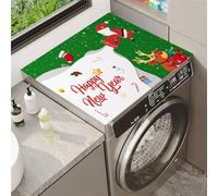 Treer Christmas Washer and Dryer Top Protector Mat, Washer Dryer Cover Protector, Xmas Washing Machine Countertop Pads, Absorbent Non Slip Diatomite Mat for Laundry Room (Green,50x50cm)