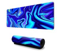 Treer Colorful Abstract Style Mouse Mat, Large Mouse Mat, Mouse Pad with Non-Slip Base, Gaming Mouse Pad with Sewn Edges, Mousepad Suitable for Office and Home (Sky Blue,900x400mm)