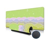 Treer Colorful Cartoon Moon Mouse Mat, Large Mouse Mat with Sewn Edges, Mouse Pad with Non-Slip Base, Gaming Mouse Pad, Mousepad Suitable for Office and Home (Green,600x300mm)