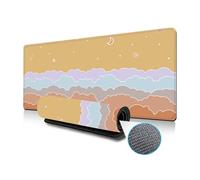 Treer Colorful Cute Clouds Mouse Mat, Large Mouse Mat with Sewn Edges, Mouse Pad with Non-Slip Base, Gaming Mouse Pad, Mousepad Suitable for Office and Home (Yellow,700x300mm)