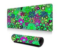 Treer Colorful Flowers Print Mouse Mat, Large Mouse Mat with Sewn Edges, Mouse Pad with Non-Slip Base, Gaming Mouse Pad, Mousepad Suitable for Office and Home (1000x500mm,Green)